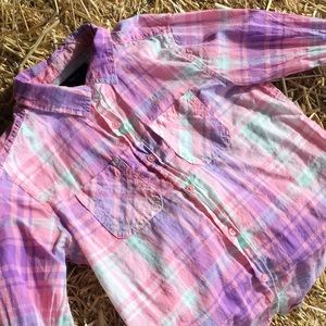 Gap girls pink and purple flannel